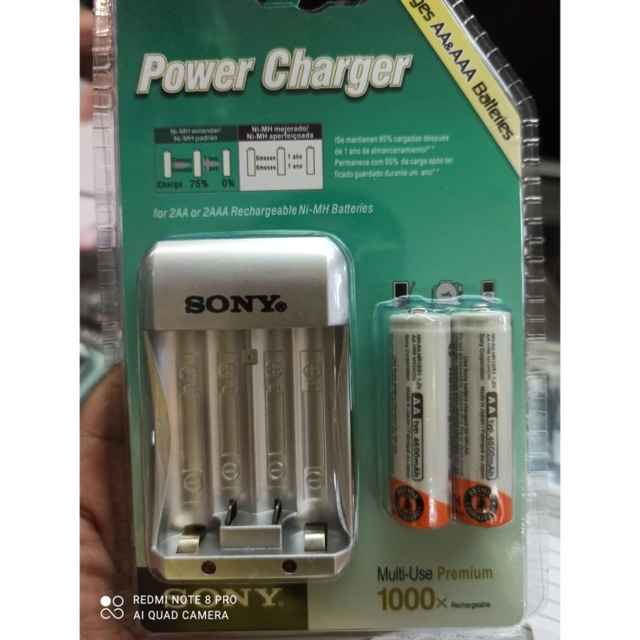 Satu Set Paket Baterai Cas Charge Sony 4600 Mah AA + Charger Sony
