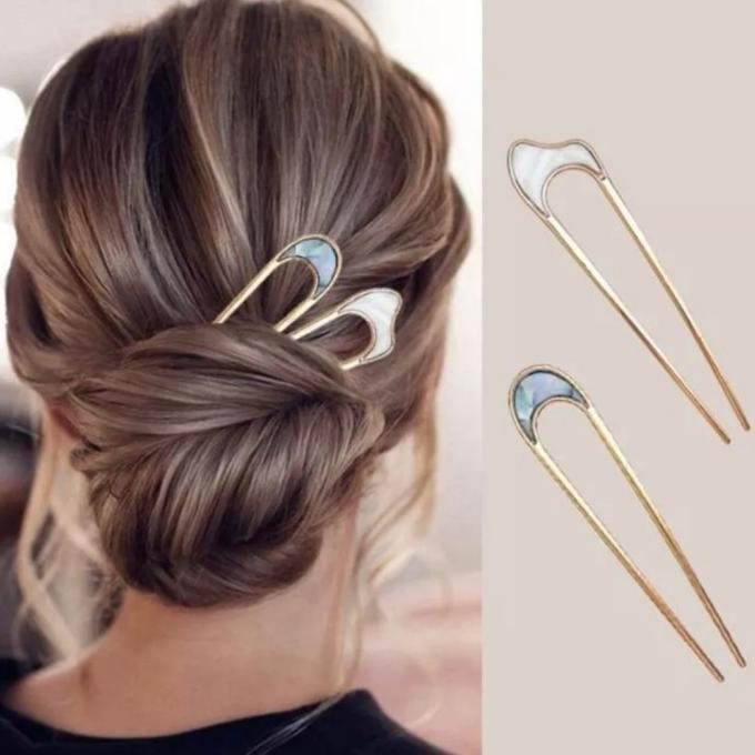 New Tusuk Sanggul Bentuk U Jepit Rambut Gaya Jepang Vintage Bahan Metal