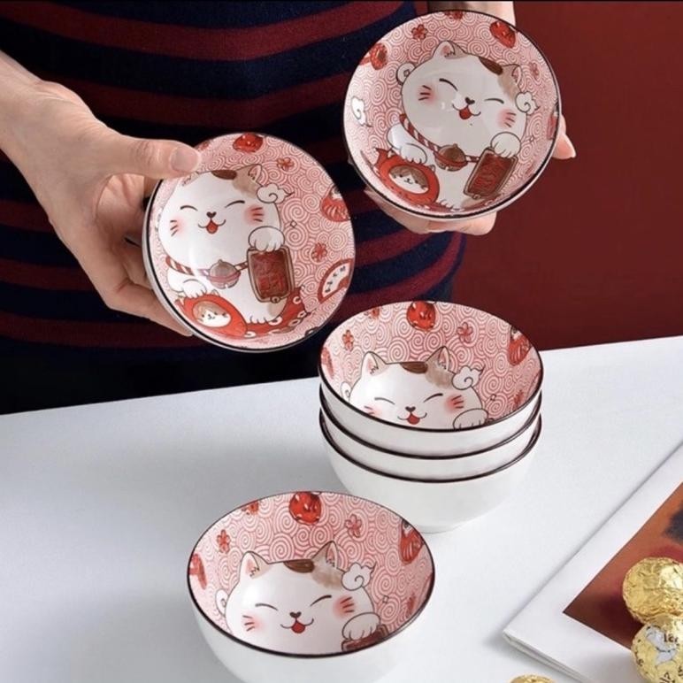 Promo Akhir Tahun Hamper Set Imlek Mangkok Kucing/Cat Bowl Set/Chinese New Year Gift Set/Mangkok Ker