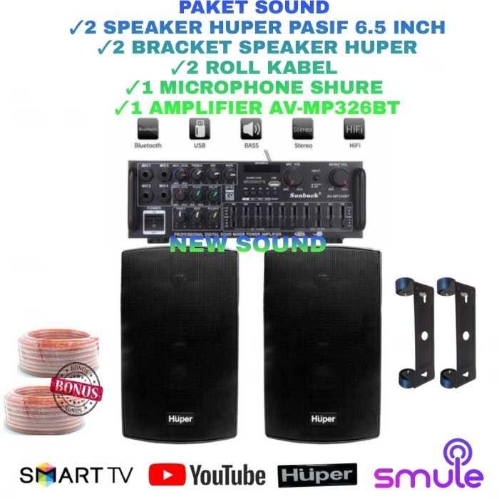 PAKET SOUND SYSTEM KARAOKE HUPER 6.5 INCH PAKET CAFE,RESTORAN KOMPLIT