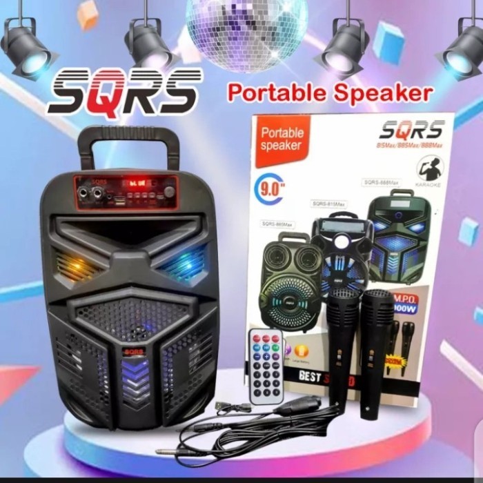 SPEAKER SQRS 888 MAX BLUETOOTH WIRELESS DOUBLE MIC RAEDY STOCK