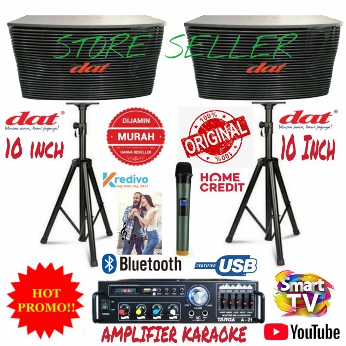 KARAOKE SET SPEAKER DAT 10 IN SINGLE MIC WIRELESS KARAOKE DI SMART TV