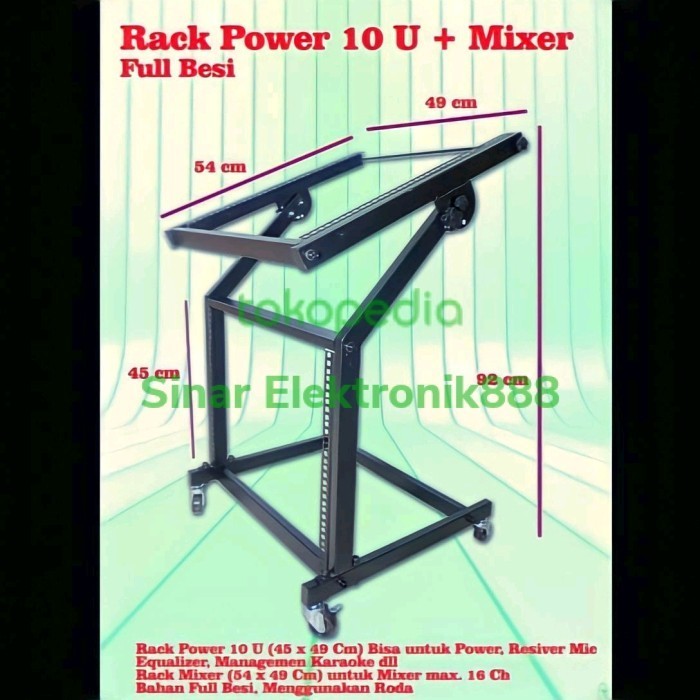 RACK POWER 10 U + MIXER AUDIO / RAK TEMPAT ACC SOUND SYSTEM