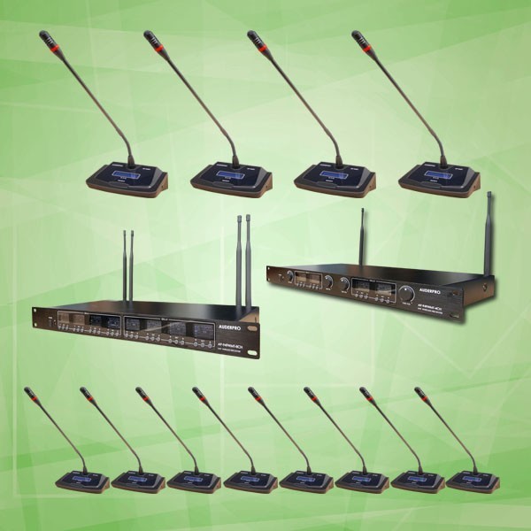 PAKET MIC MEJA RAPAT WIRELESS AUDERPRO 10 PAKAI 12 MIKROFON