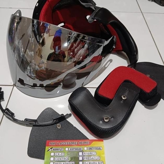 Busa Helm Kyt 2Vision Fullset + Kaca Helm Hitam Bening Sier Blue Gold Pelangi