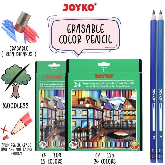 

Joyko Pensil Warna Dapat Dihapus Erasable Color Pencils Hexagonal Grip
