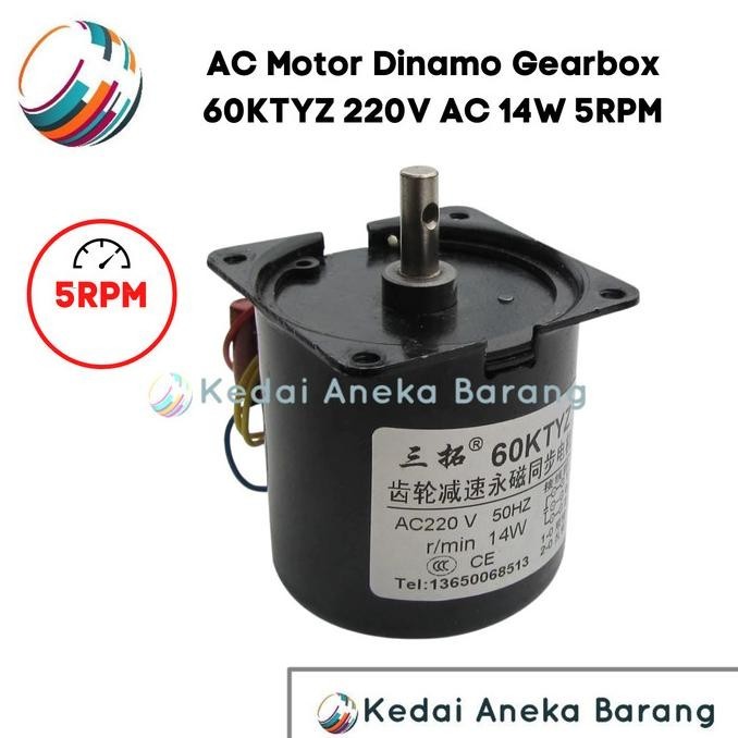 AC Gear Dinamo Motor 60KTYZ 220V 5RPM Mesin Tetas Telur Inkubator