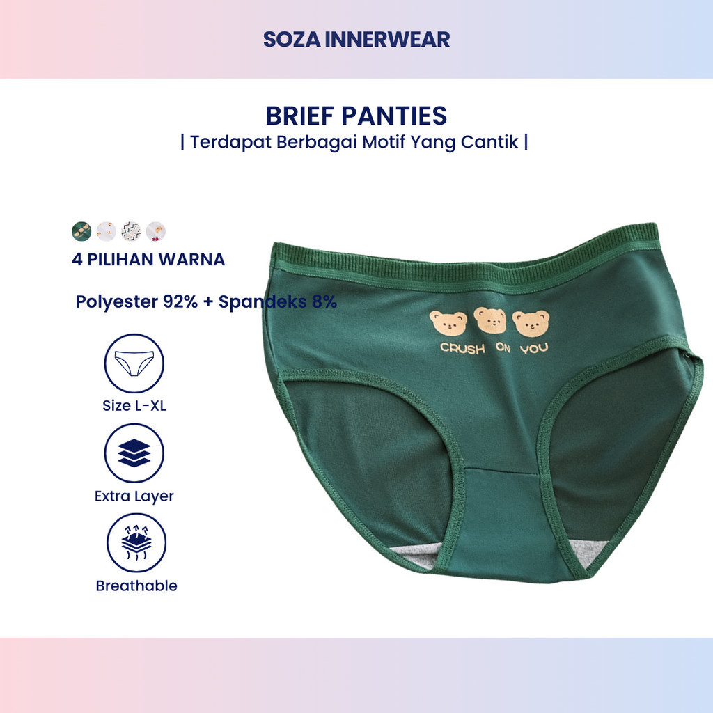 Celana Dalam Wanita Lucu Imut Motif Gambar CS07 Bahan Halus Lembut Tidak Nyeplak Anti Bakteri Jamur 