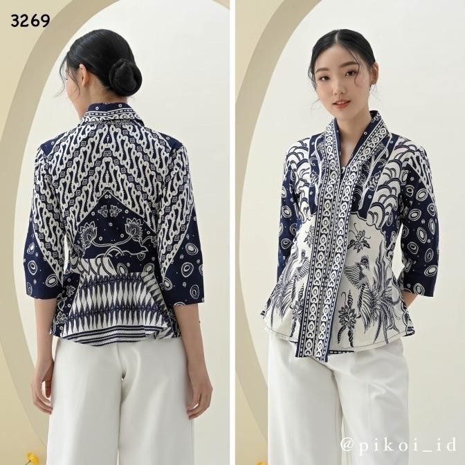 baju batik wanita lengan panjang / atasan batik kantor seragam pendek