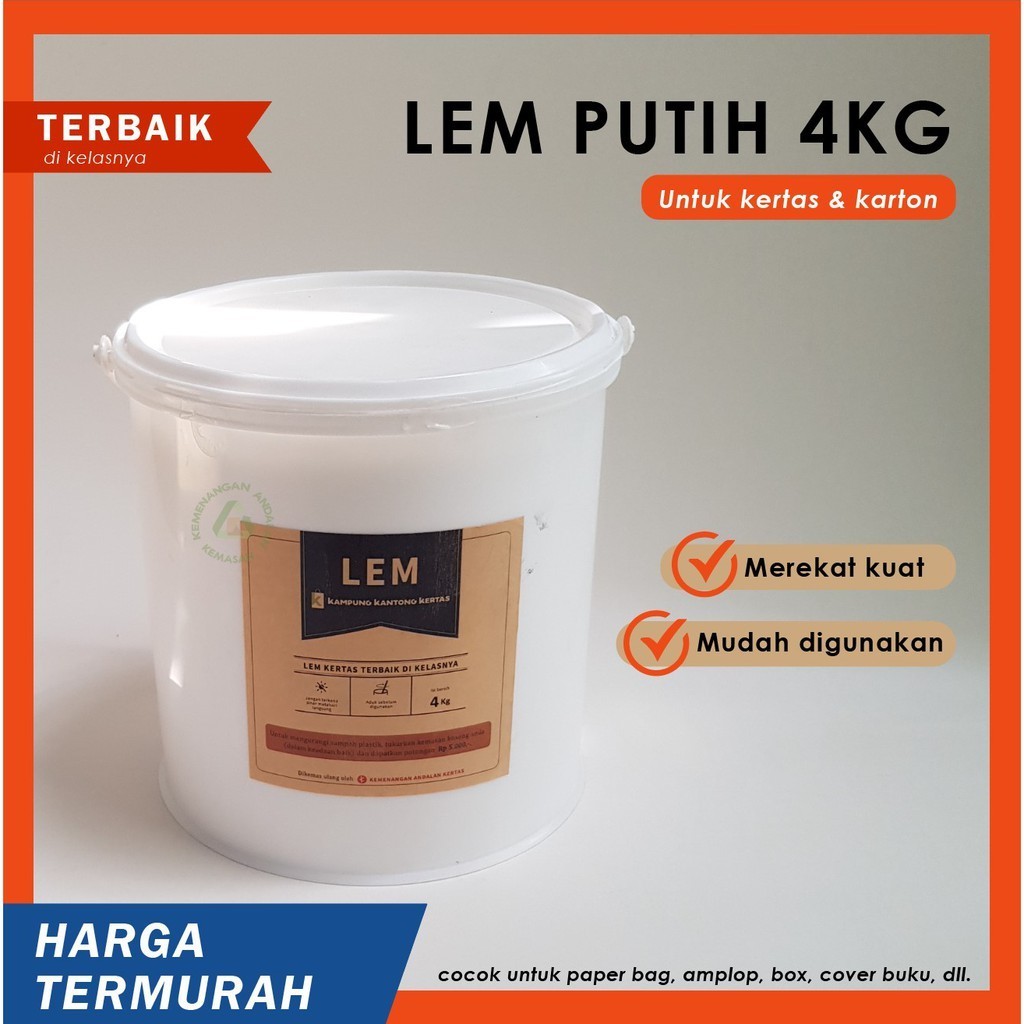 

Lem Putih / Lem Kertas 4Kg ( Bukan Lem Reskol / Lem Fox ) / Wajib Membeli Extra Paing