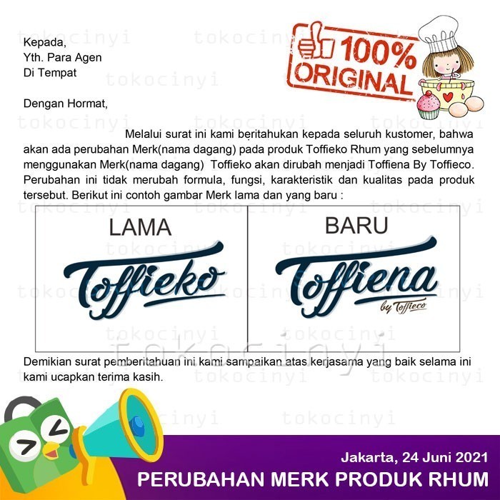 

Toffiena / Toffieko / Toffieco Perisa Rum / Rhum Semprot 1 Kg