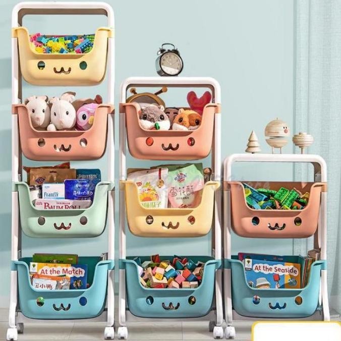 Rak susun serbaguna plastik motif lucu / rak buku anak plastik 3 susun