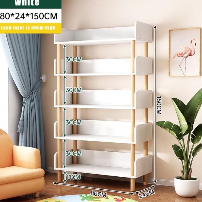 Rak Buku Rak Pajangan Bunga Minimalis 4 Susun Rak Kayu Tanaman Hias