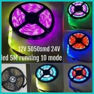LAMPU STRIP LED RGB 5050 OTOMATIS RUNNING 10 WARNA 12V 24 VOLT A134 16