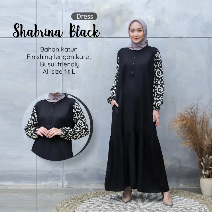 JUAL Baju Gamis Wanita Hitam Syari Terbaru Dress Muslimah Bahan Rayon Adem