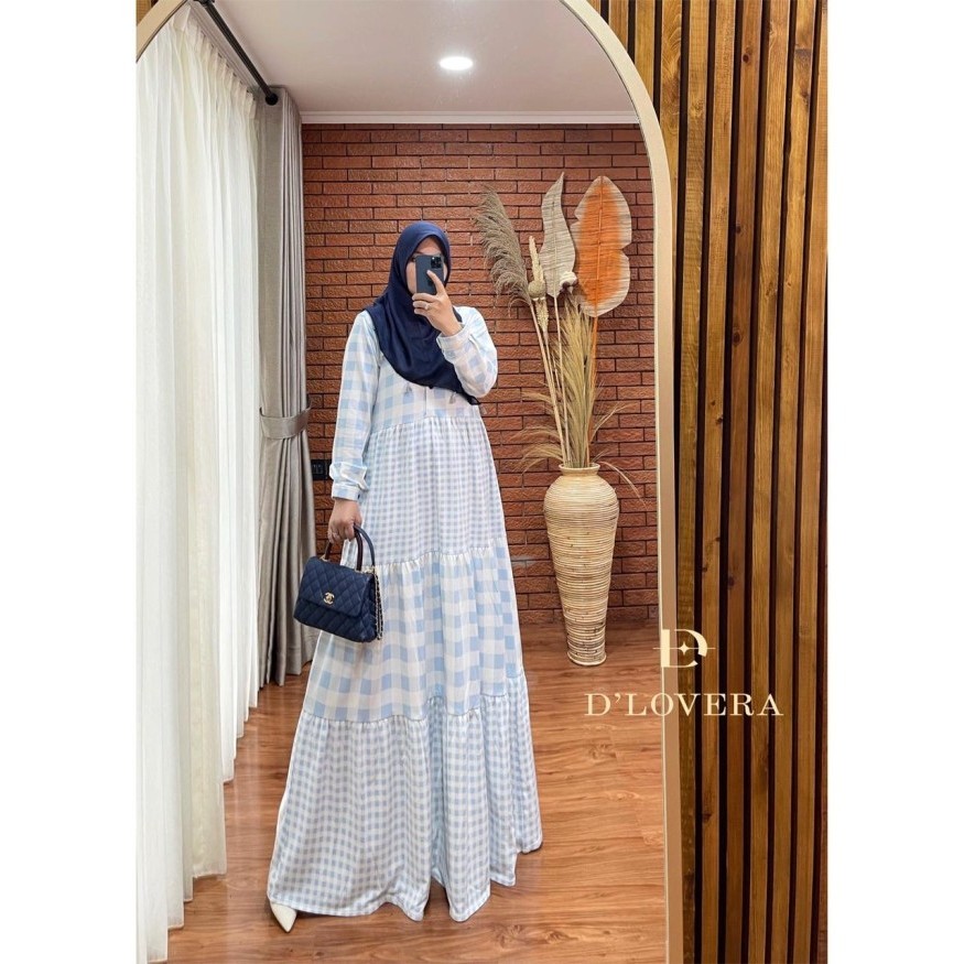 PROMO YUKI DRESS by D'lovera ORIGINAL Gamis Casual Santai Motif Kotak Kaos