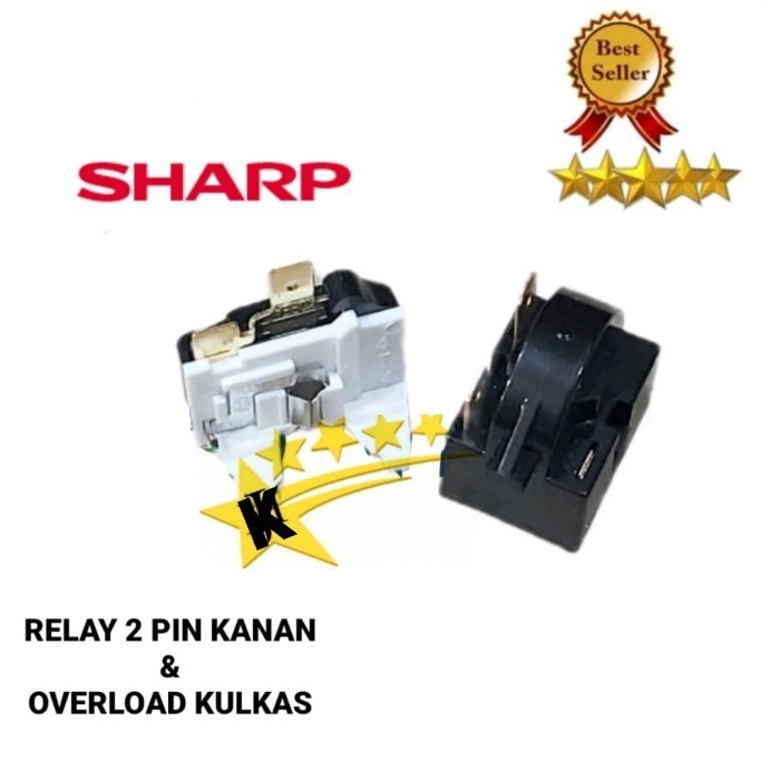 Relay 2 Pin Kanan + Ptc Overload Kulkas Sharp 1 Pintu / 2 Pintu Best