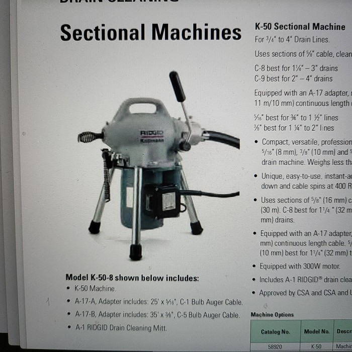 terbaru po drain cleaning ridgid k50-8 ready stok