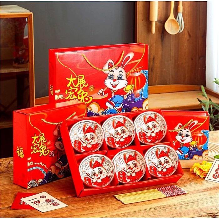 

Ready Souvenir Mangkok Set Rabbit Kelinci Hampers Tahun Baru Imlek Murah