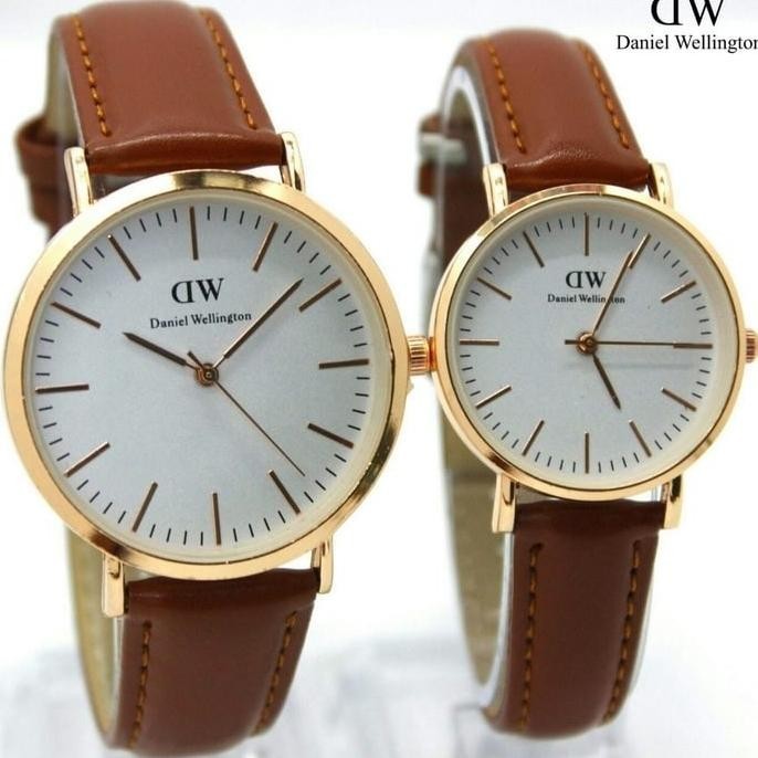 Terbaik Jam Tangan Couple Pria Wanita Termurah Dewe Kulit 01 Diameter 3 & 4Cm Pengiriman Cepat