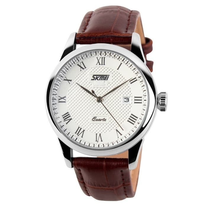 SKMEI JAM TANGAN ANALOG PRIA - 9058CL - BROWNWHITE