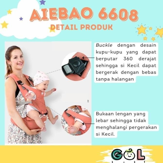 Gendongan Bayi Aiebao 6608 Hipseat Baby Carrier Aiebao 6608 | Kalestrina