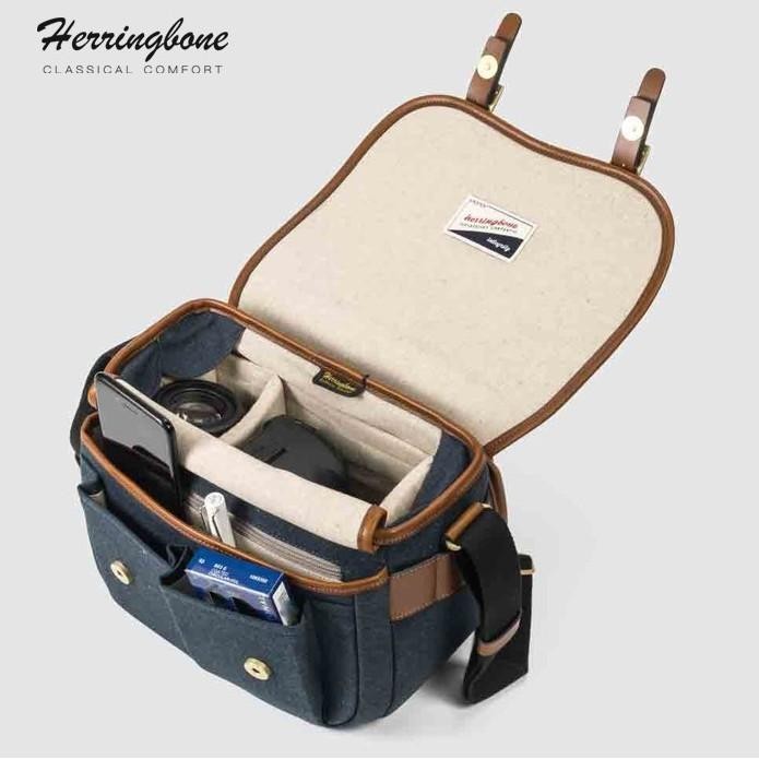 TAS KAMERA HERRINGBONE MANIERE MEDIUM CAMERA BAG - KHAKI