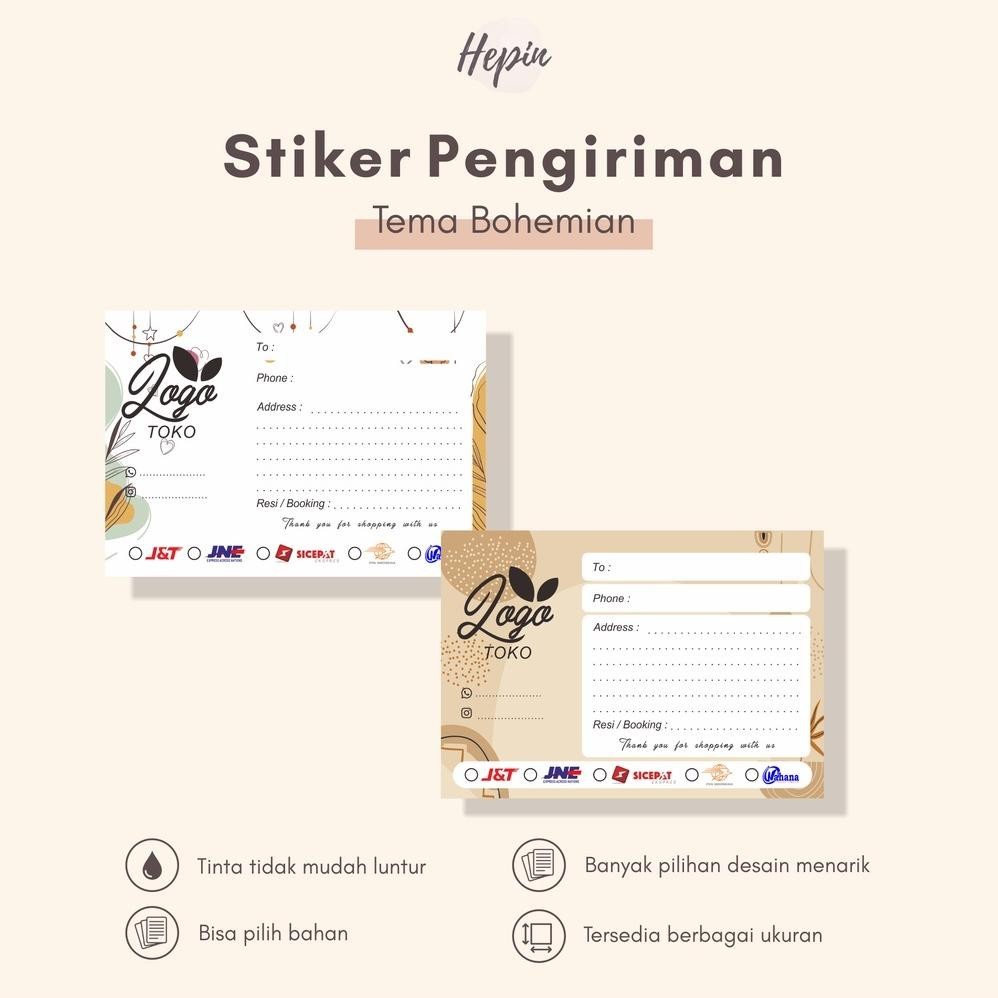 

stiker label pengiriman alamat/ murah tema BOHEMIAN/custom design/stiker resi