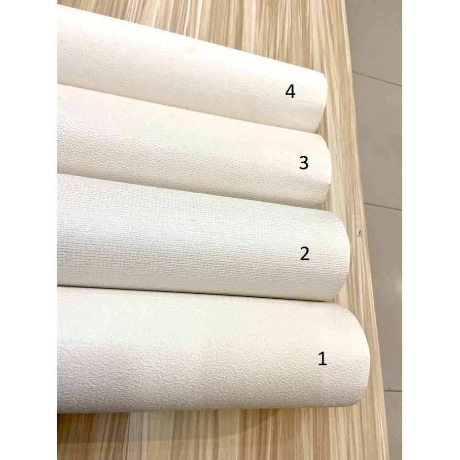 Terlaris Wallpaper Dinding Roll Besar 1 M X 15 M Putih Polos Tekstur Minimalis Promo Terbaru