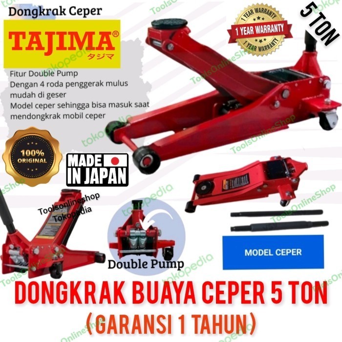 Dongkrak Buaya 5 TON TAJIMA , Made in Japan ( Double silinder pump )