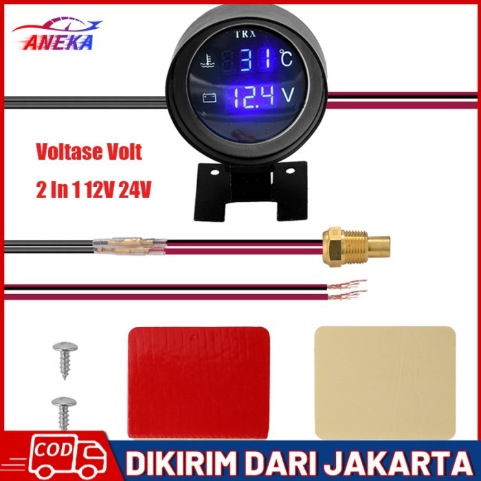 Pengukur Suhu Air Truk Mobil, Alat Pengukur Suhu Digital LED Bulat