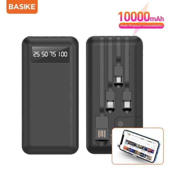 BASIKE10000mah powerbank Dengan kabel Isi daya semua telepon
