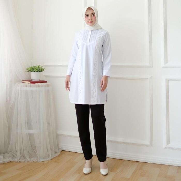 BISA COD - BAJU ATASAN TUNIK PUTIH WANITA MUSLIM KANTOR KERJA