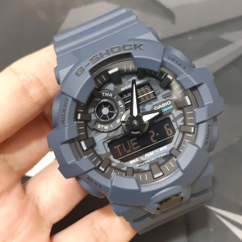 JAM TANGAN PRIA CASIO G-SHOCK GA-700CA-2A ORIGINAL - GSHOCK GA700CA BIRU CAMO