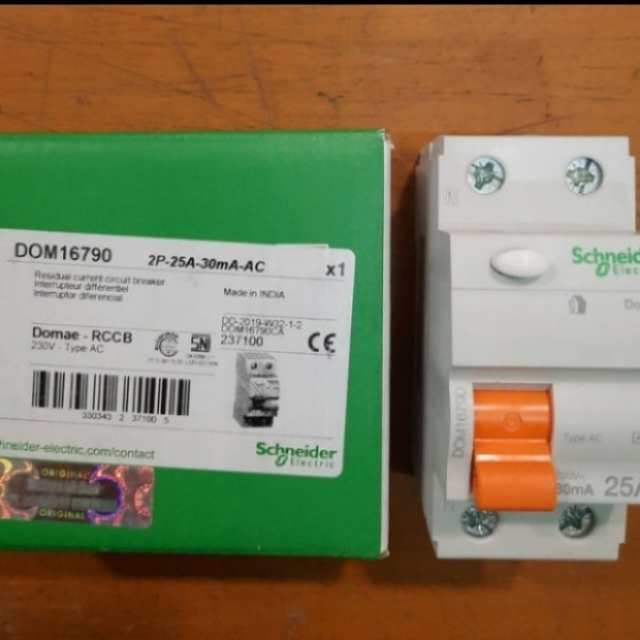 ELCB RCCB DOMAE 1P+N 25A 30MA DOM16790 SCHNEIDER