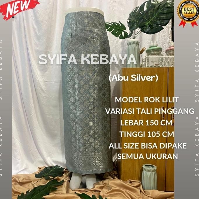 Trendy Rok Songket Jadi / Bawahan Kebaya / Rok Songket Lilit - abu silver