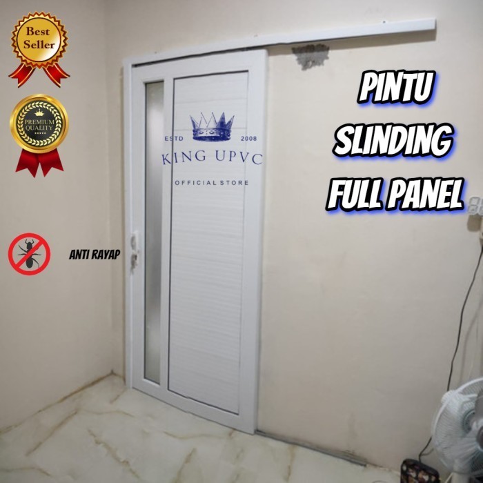 Terlaris Pintu geser Upvc 1 daun Putih