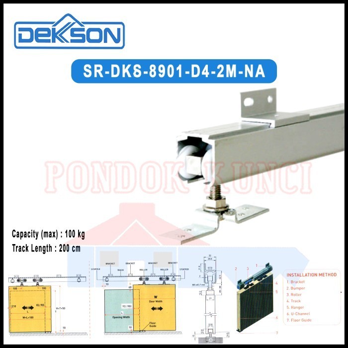 Terlaris Rel Sliding Dekson Pintu Aluminium Kayu Besi Dekkson 8901 D4 2 Meter