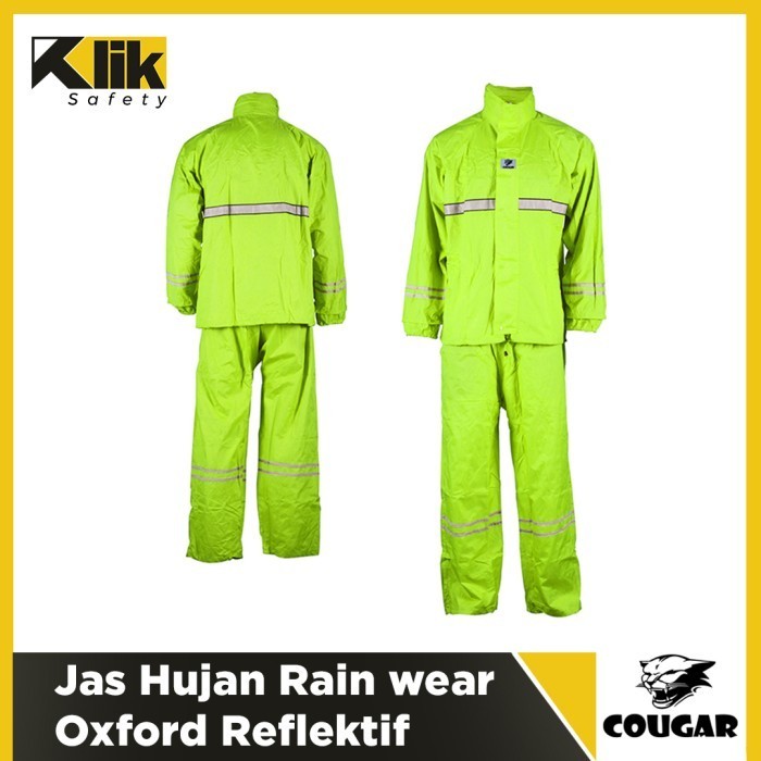 Jas Hujan Safety Rain Wear Cougar Oxford Jaket Celana Reflektif Ori