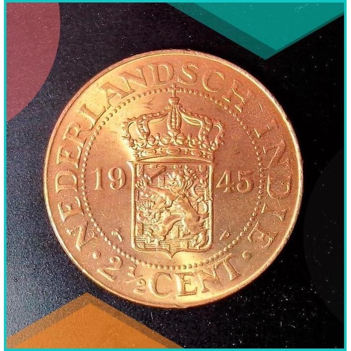 Koin Uang Logam Lama Kuno Benggol 2,5 Sen Cent Nederlandsch Indie 1945