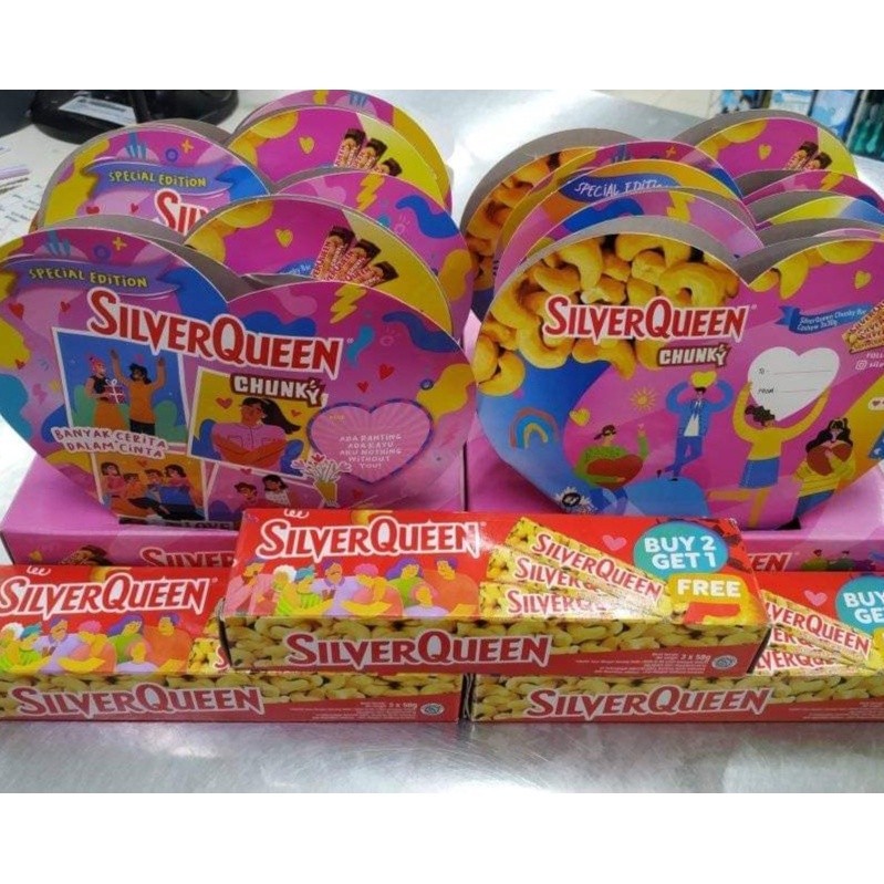 

BU3 SILVERQUEEN CHUNKY BAR LOVE 3X30GR / SILVER QUEEN 58GR / SILVERQUEEN B1G1 / CHUNKY BAR / COKLAT