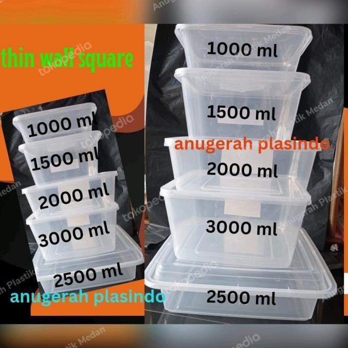 siap kirim kotak makan plastik thinwall dm square 2ml