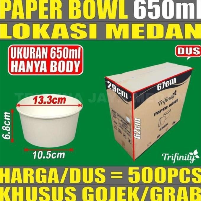 siap kirim paper bowl tebal 650ml perdus ps mangkuk krtas tahn microwave medan