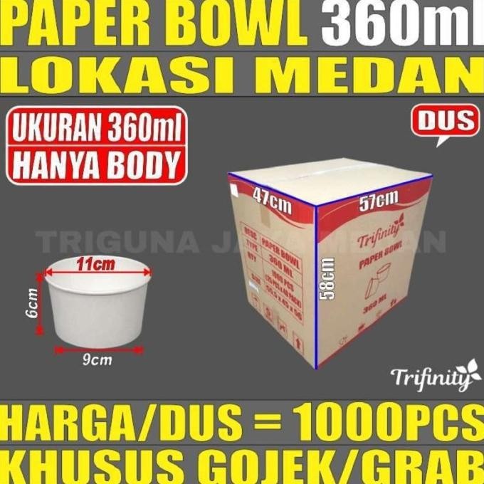 siap kirim paper bowl 360ml perdus tebal mangkuk kertas tahan microwave medan