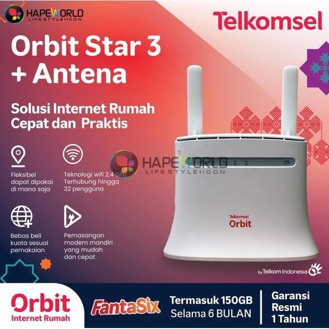 BARANG TERLARIS MODEM ORBIT STAR 3 + ANTENA - GARANSI RESMI
