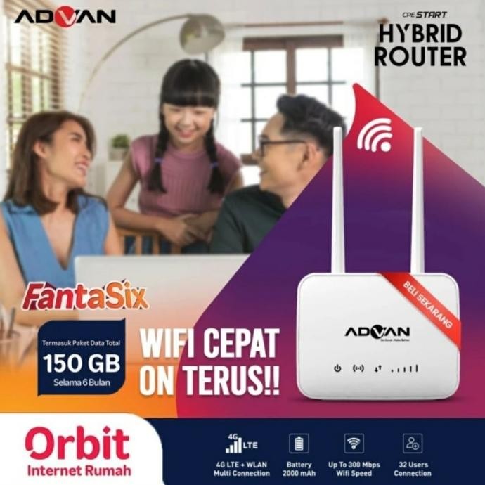 BARANG TERLARIS advan cpe start 4g router unlock paket telkomsel orbit 150gb