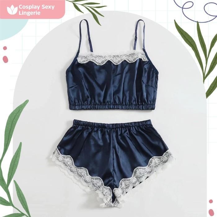 Lingerie Ruffle Sexy Two Piece Pakaian Tidur Wanita Sexy Berkualitas