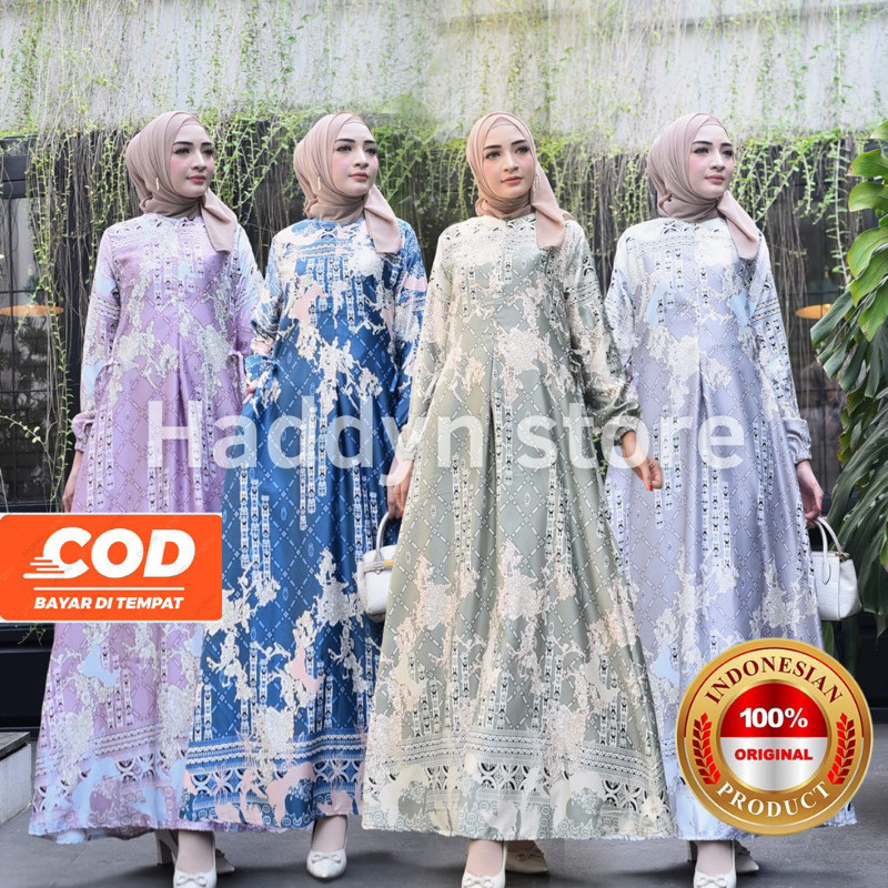 Baju Gamis Syari Abaya Maxidress Muslim Mewah Bju Santri Remaja Games Muslimat Nu Idhul Fitri Idulfi