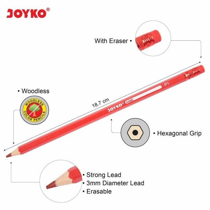 

Terbaik! PENSIL WARNA 24 JOYKO PANJANG !