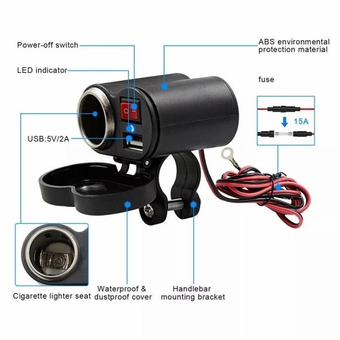 Miliki Charger Motor With Lighter Waterprooft - Charger Stang Motor 3016 .,